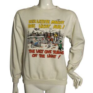 GERMAN Novelty/Souvenir Sweatshirt, L, White, Last one turn off the lights, 1989